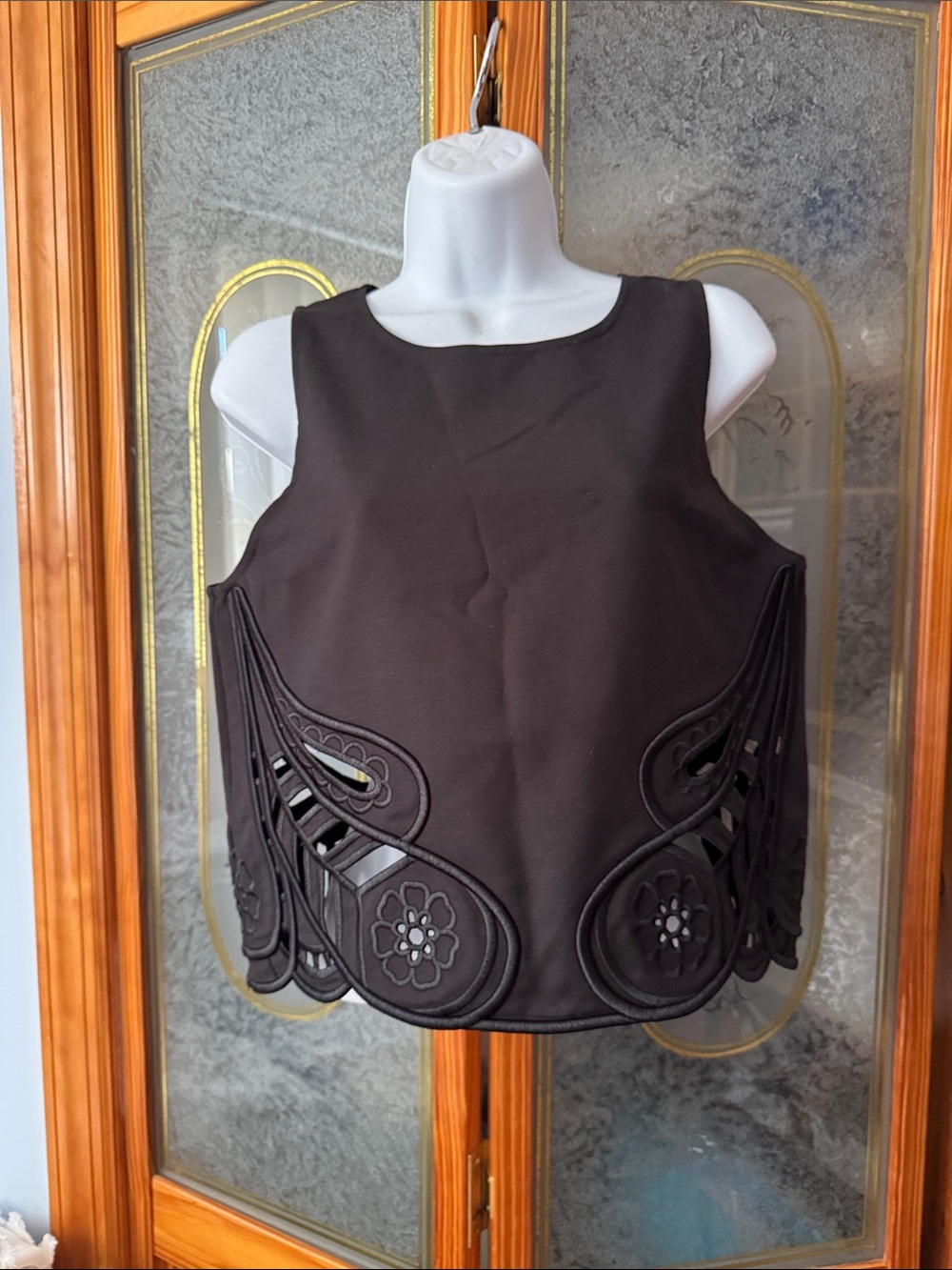 Joie Black Sleeveless Cutout Embellished Camisole